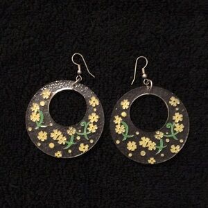 Green & Yellow Floral Acrylic Earrings